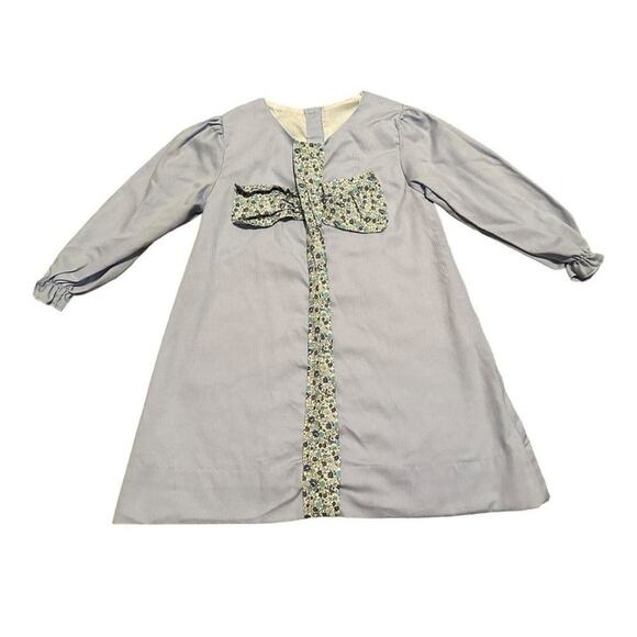 Adorable Smocked Threads by C&L Floral Trim Cotton Dress, Gray, Size 3T - Picture 1 of 12